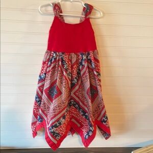 Red and Blue Bandana Style Girls Dress